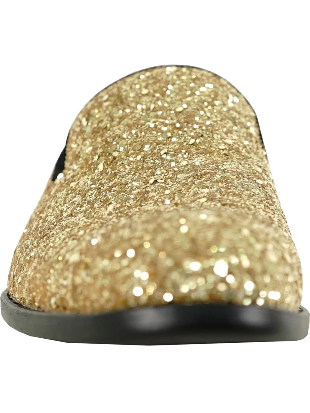 Men's Gold Glitter Slip-On Loafers with Red Lining